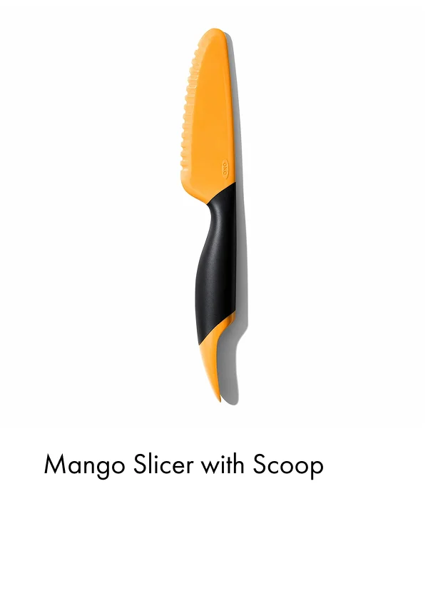 Mango slicer with scoop