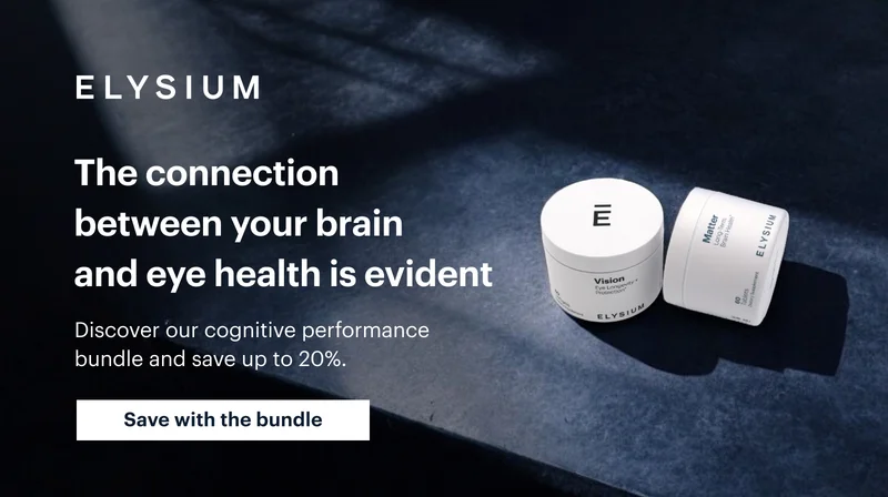 ELYSIUM | The connection between your brain and eye health is evident | Discover our cognitive performance bundle and save up to 20%. | Save with the bundle