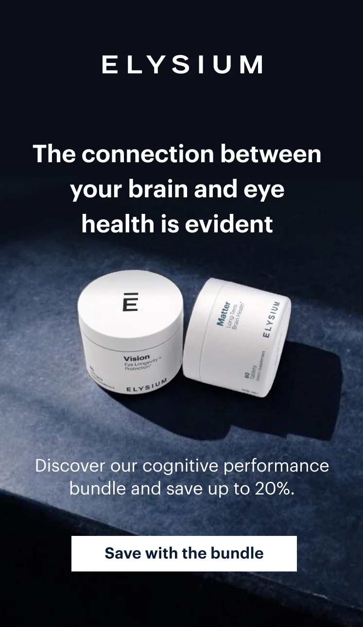 ELYSIUM | The connection between your brain and eye health is evident | Discover our cognitive performance bundle and save up to 20%. | Save with the bundle