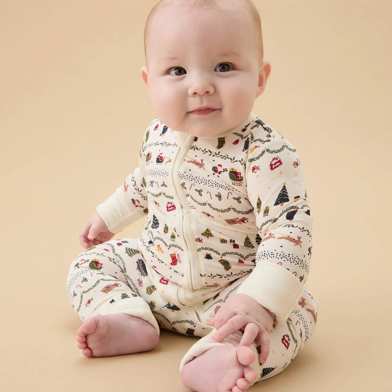 Image of Christmas Fairisle Clever Zip Baby Pajamas