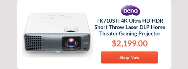 BenQ TK710STi 4K Ultra HD HDR Short Throw Laser DLP Home Theater Gaming Projector