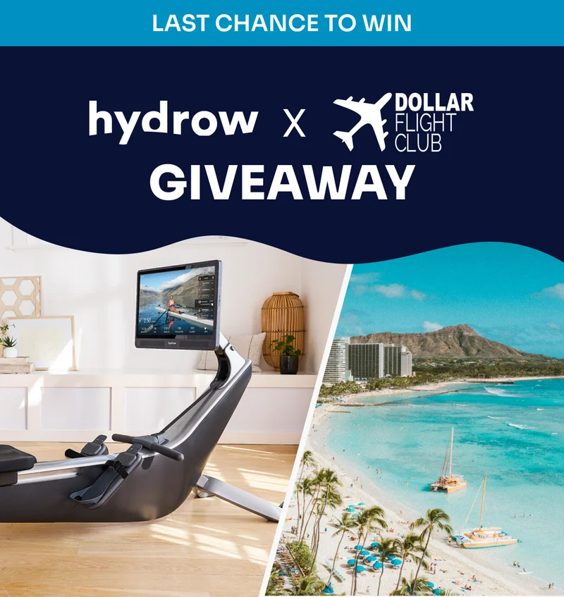 Last chance to win. Hydrow x Dollar Flight Club Giveaway