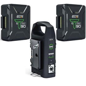 Anton Bauer 2x Titon 90 14.4V 92Wh Gold Mount Li-Ion Batteries, Bundle with Anton Bauer GM2 Dual Battery Charger