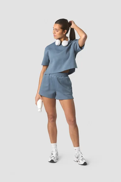 Image of Revive Heavy Cropped T-Shirt Wmn Steel Blue
