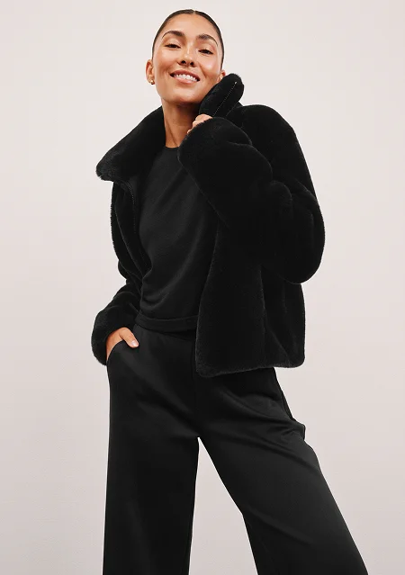 On The List Faux Fur Jacket in Black