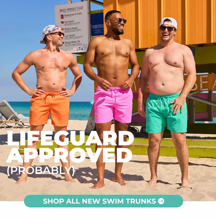 LIFEGUARD APPRROVED (probably). Shop All New Swim Trunks.