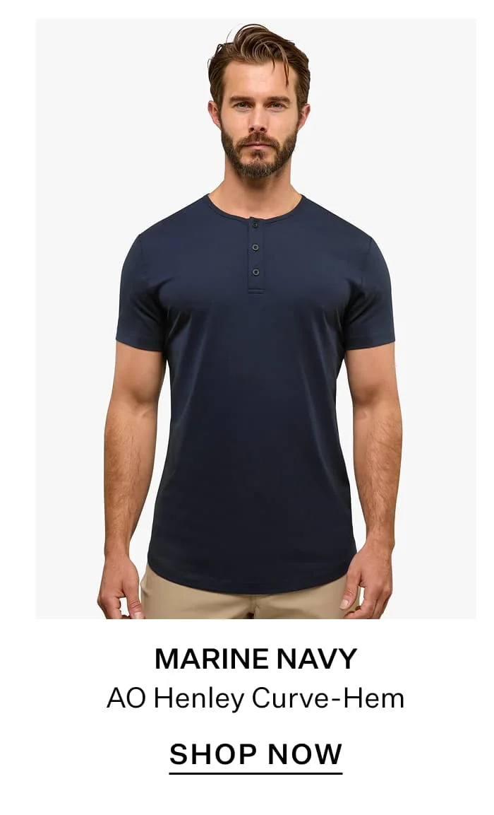 Marine Navy AO Henley Curve-Hem