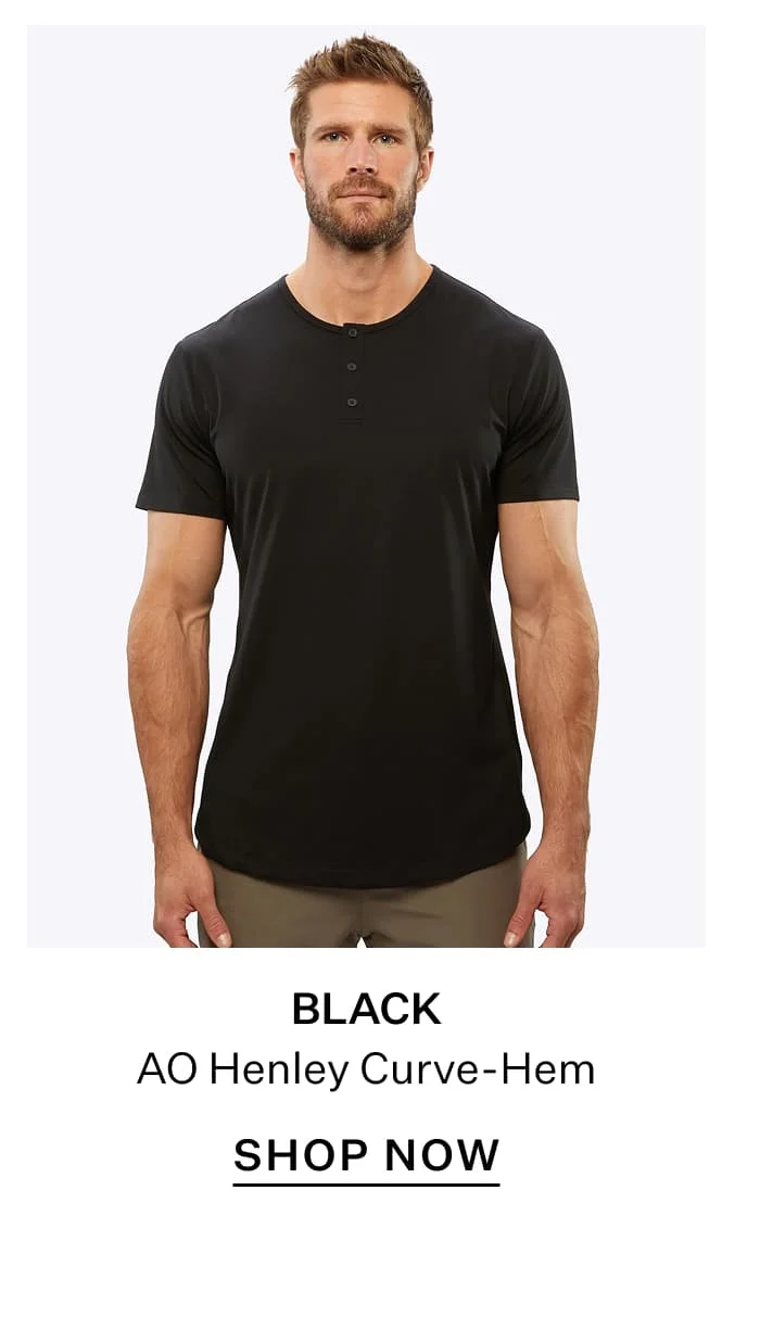 Black AO Henley Curve-Hem