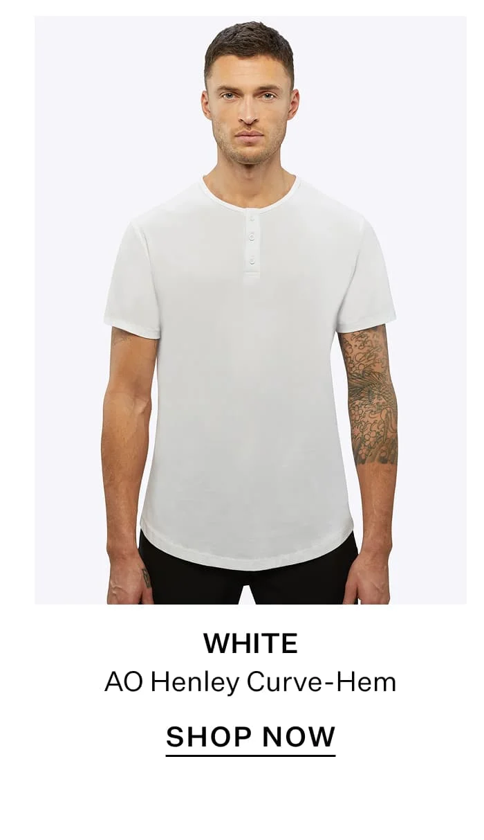 White AO Henley Curve-Hem