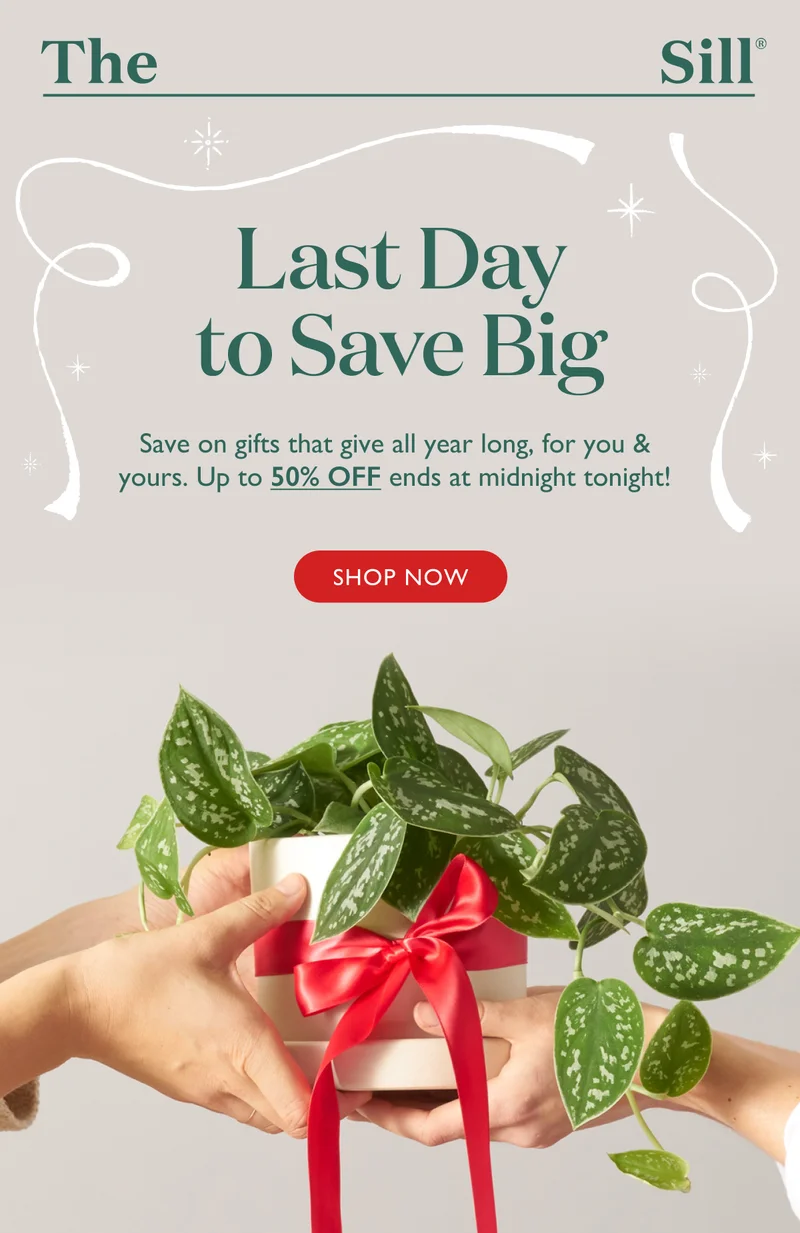 Last day to save big! Shop gifts that give all year long, for you and yours. Up to 50% OFF ends at midnight tonight.