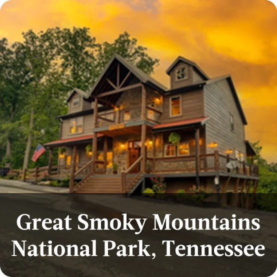 Cozy up in a private cabin with forest views near Great Smoky Mountains National Park, Tennessee.