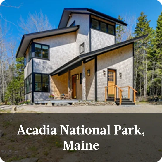 Relax in a modern vacation rental with ocean views near Acadia National Park, Maine.