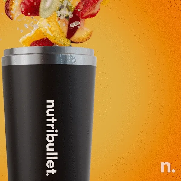 Animation of the  nutribullet FlipTM blender and fruit
