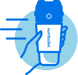 Illustrated nutribullet FlipTM blender and hand.
