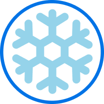 Illustrated snowflake icon.
