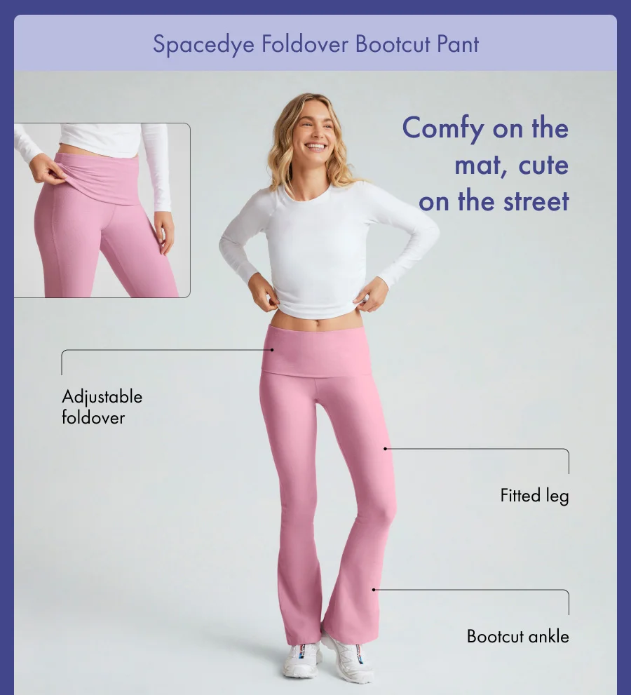 Spacedye Foldover Bootcut Pant in Pink Haze Heather