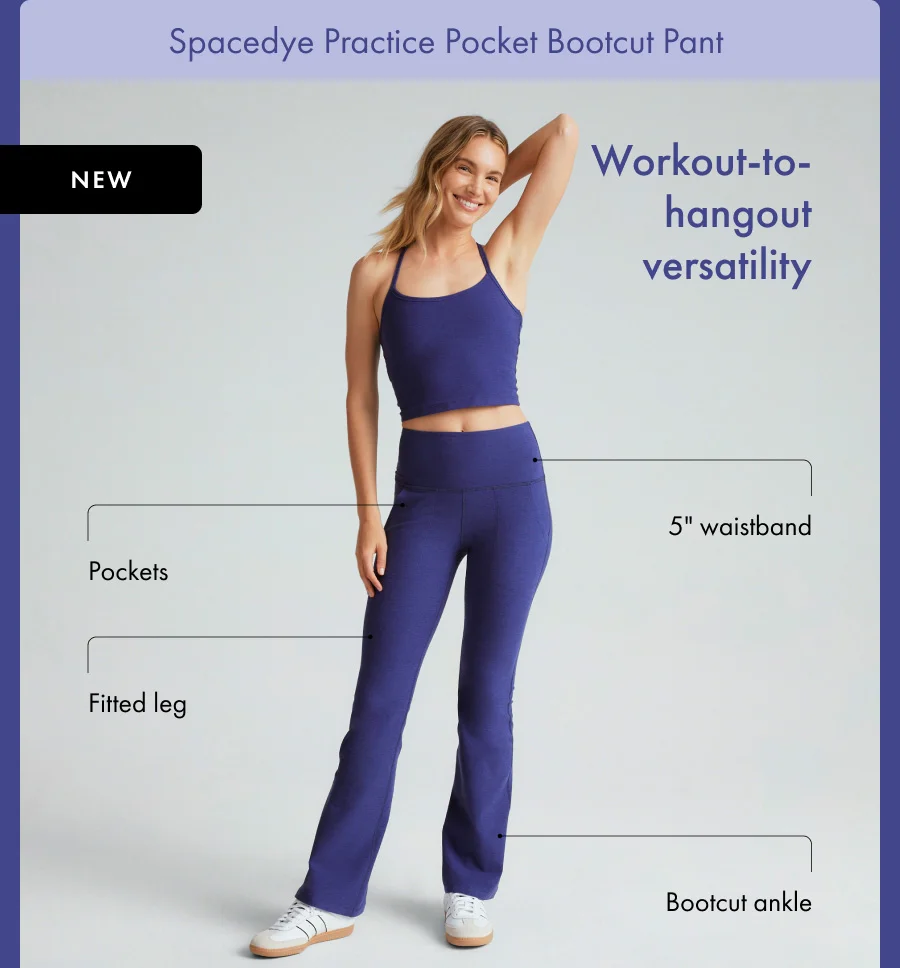 Spacedye High Waisted Practice Pocket Bootcut Pant in Eternal Blue Heather