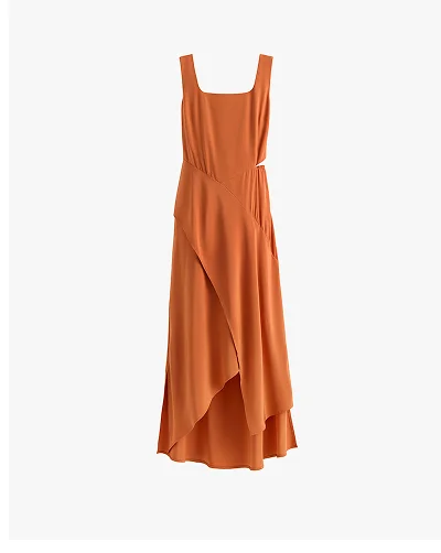 Silk Cut Out Dress Burnt Orange