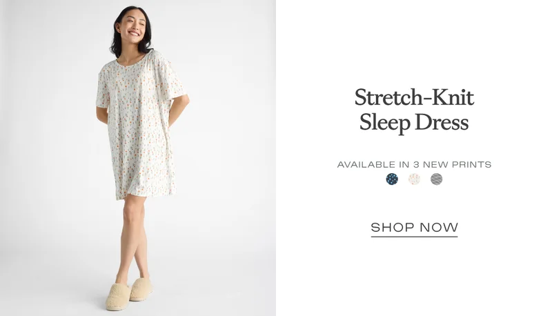 Stretch Knit Sleep Dress in 3 new prints
