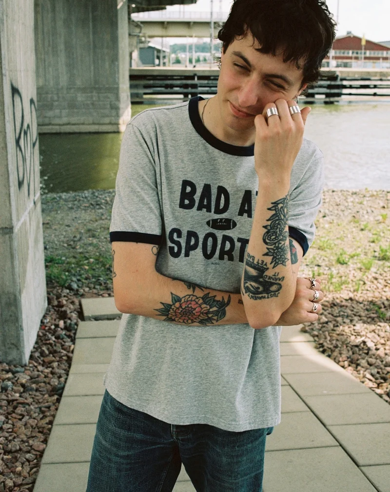 Ricky bad at sports t-shirt and Tuff Tony Dry Ace Selvage Jeans