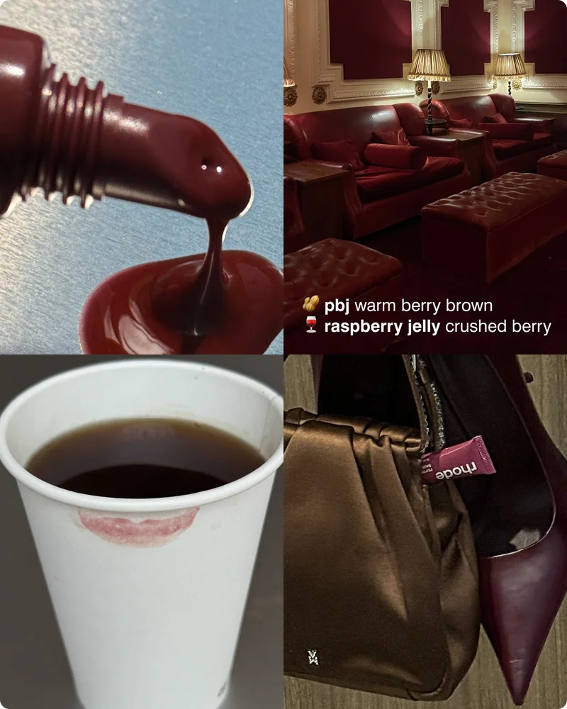raspberry jelly - crushed berry. pbj - warm berry brown.