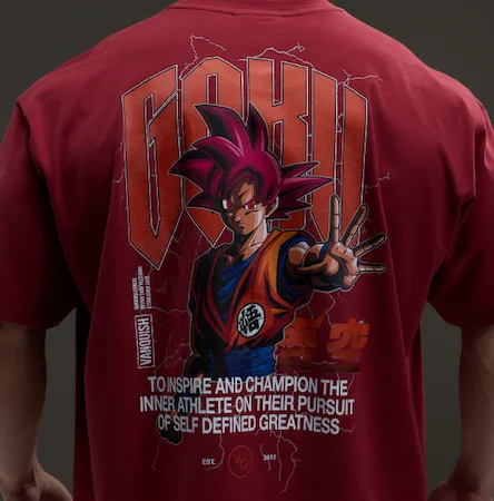 Vanquish DBS Goku Red Oversized T Shirt