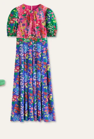 Liv Pleat Detail Midi Dress - Cashmere Rose, Wild Paisley
