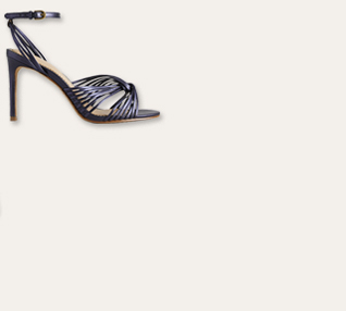 Twist Front Heeled Sandals - Navy Metallic