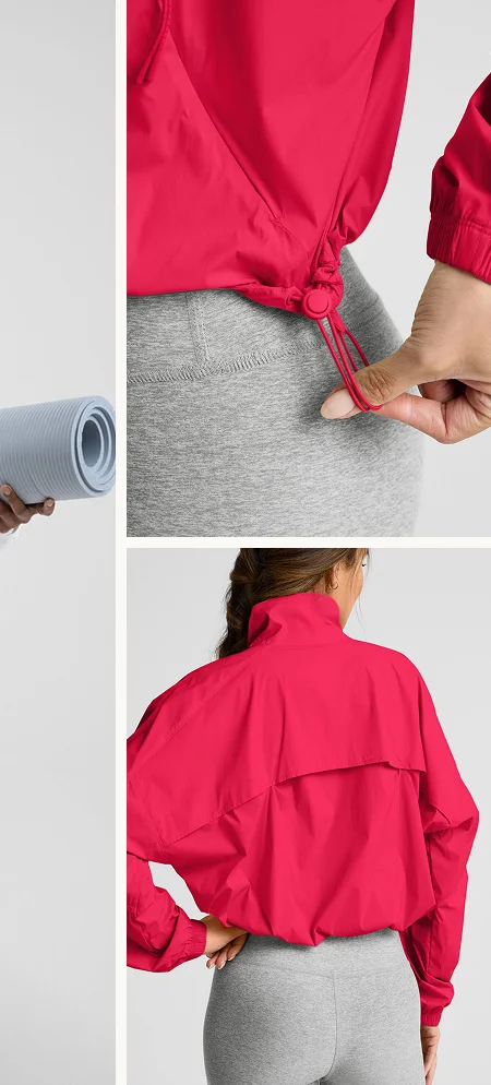 Places To Go UV Protection Half Zip Jacket in Berry Red