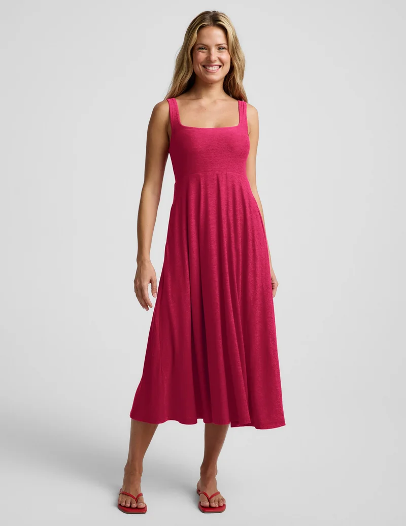 Image of Featherweight At The Ready Square Neck Midi Dress