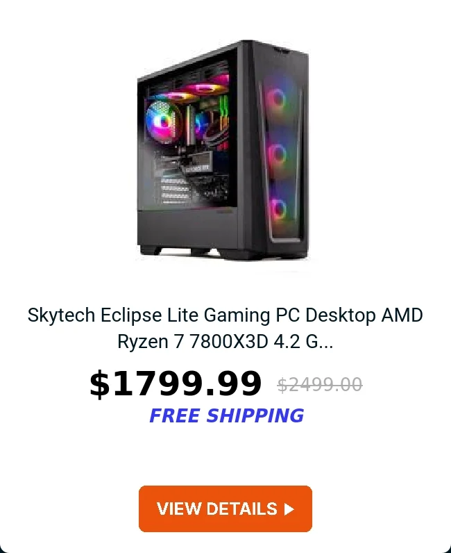 Skytech Eclipse Lite Gaming PC Desktop  AMD Ryzen 7 7800X3D 4.2 G...