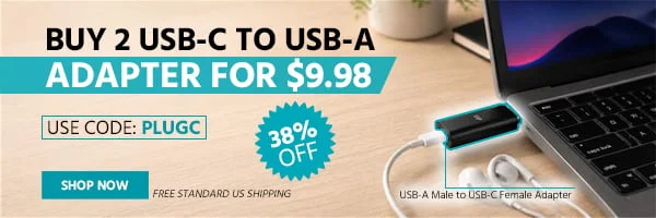 Buy 2 USB-C Female to USB-A Male Adapter for $9.98 Use Code: PLUGC 38% Off