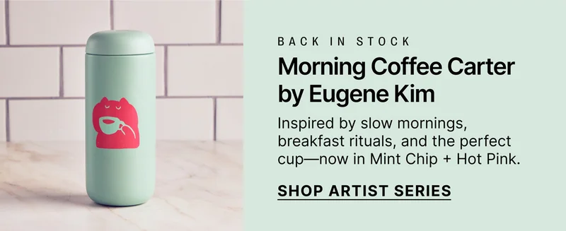 Back in Stock - Morning Coffee Carter by Eugene Kim - Inspired by slow mornings, breakfast rituals, and the perfect cup—now in Mint Chip + Hot Pink.