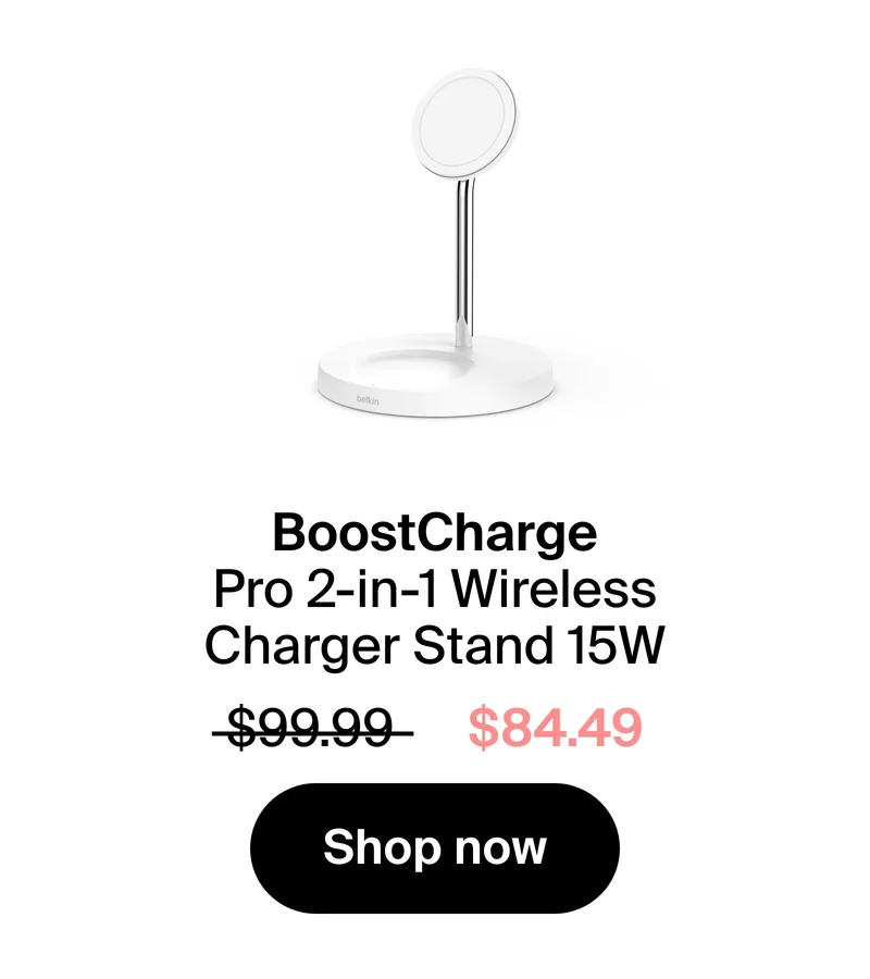 BoostCharge Pro 2-in-1 Wireless Charger Stand 15W