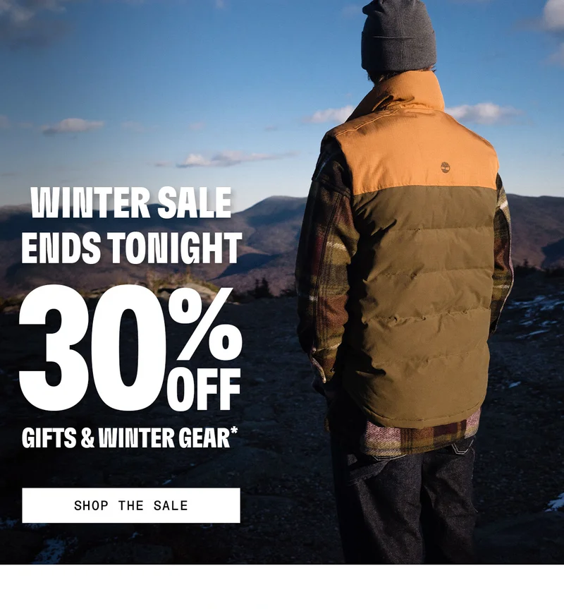 Winter Sale Ends Tonight. Up to 30% off Gifts & Winter Gear. Shop the Sale.