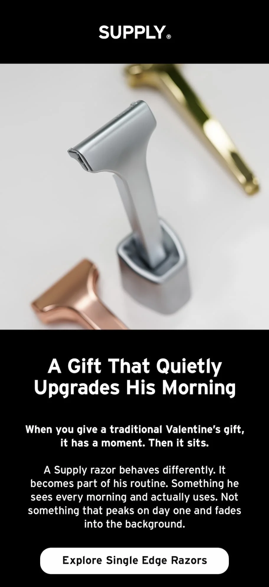 A gift that quietly upgrades his morning. Explore single edge razors.