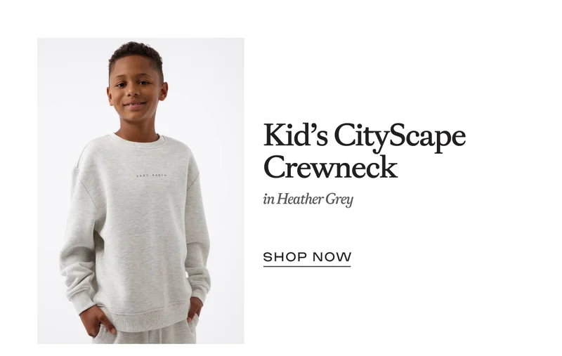 Kid's CityScape Crewneck in Heather Grey