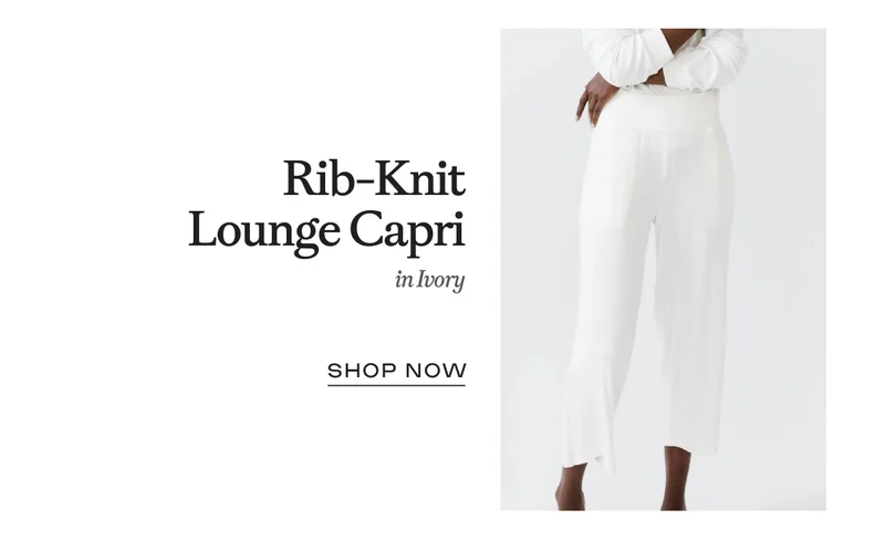 Rib-Knit Lounge Capri in Ivory