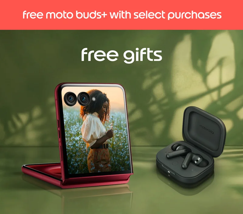 free moto buds+ with select purchases - free gifts