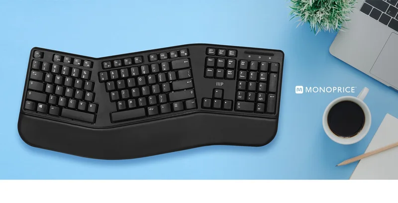 Wireless Split Ergonomic Full‑Size Keyboard Built‑In Wrist Cushion Support Free Standard US Shipping Shop Now