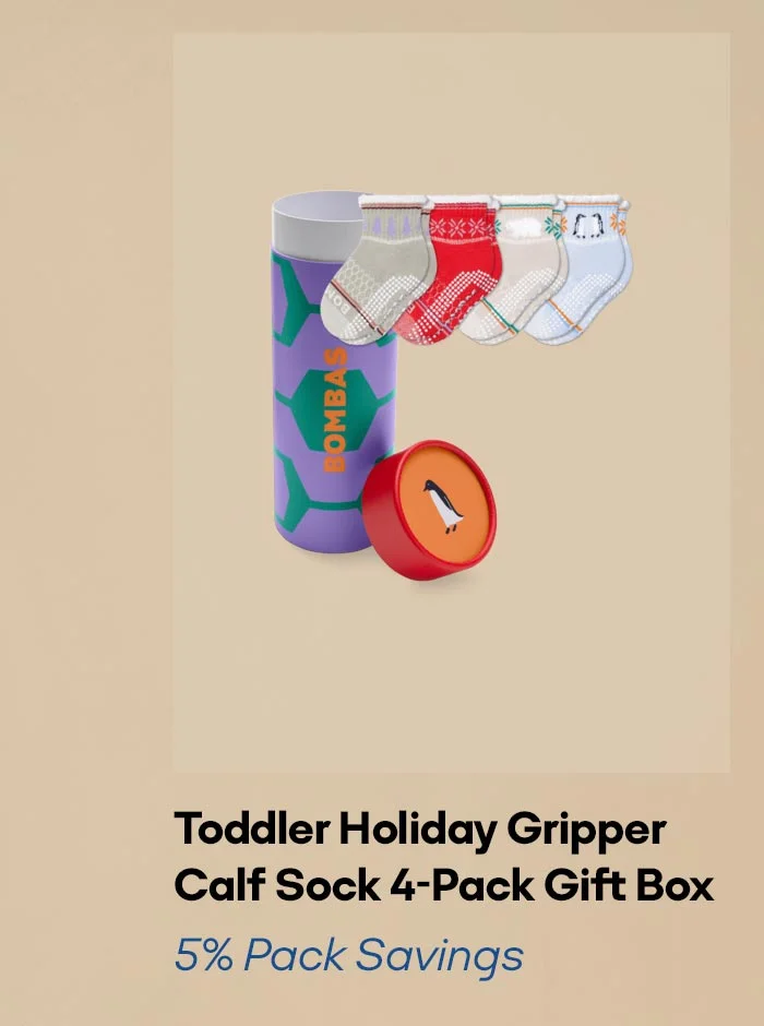 Toddler Holiday Gripper Calf Sock 4-Pack Gift Box 5% Pack Savings