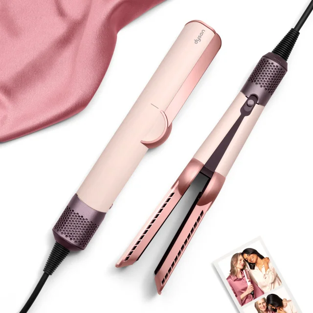 The Dyson Airstrait in Ceramic pink and rose gold with some mom photos