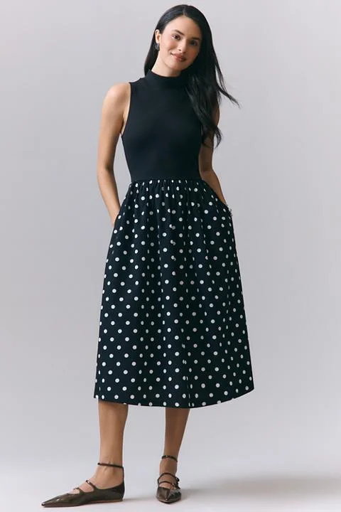 The Thea Sleeveless Twofer Midi Dress