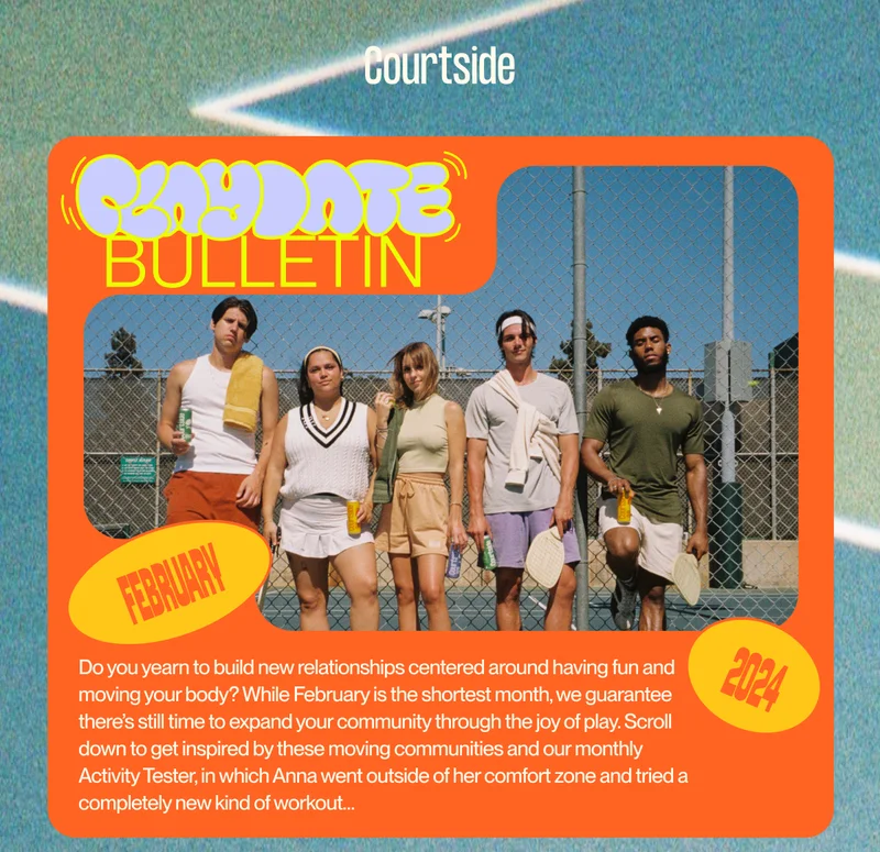 Do you yearn to build new relationships centered around having fun and moving your body? While February is the shortest month, we guarantee there’s still time to expand your community through the joy of play. Scroll down to get inspired by these moving communities and our monthly Activity Tester, in which Anna went outside of her comfort zone and tried a completely new kind of workout…