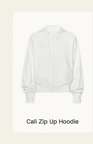 Cali Zip Up Hoodie in Washed Vintage White