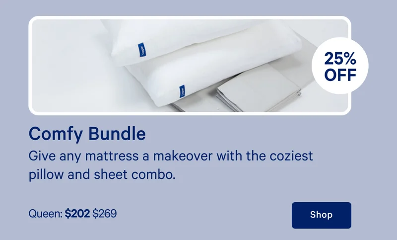 [25% off] >> Comfy Bundle >> Give any mattress a makeover with the coziest pillow and sheet combo. >> Queen: $1,101 ($1,295)  >> Or as low as $62/mo with affirm. >> Shop >>