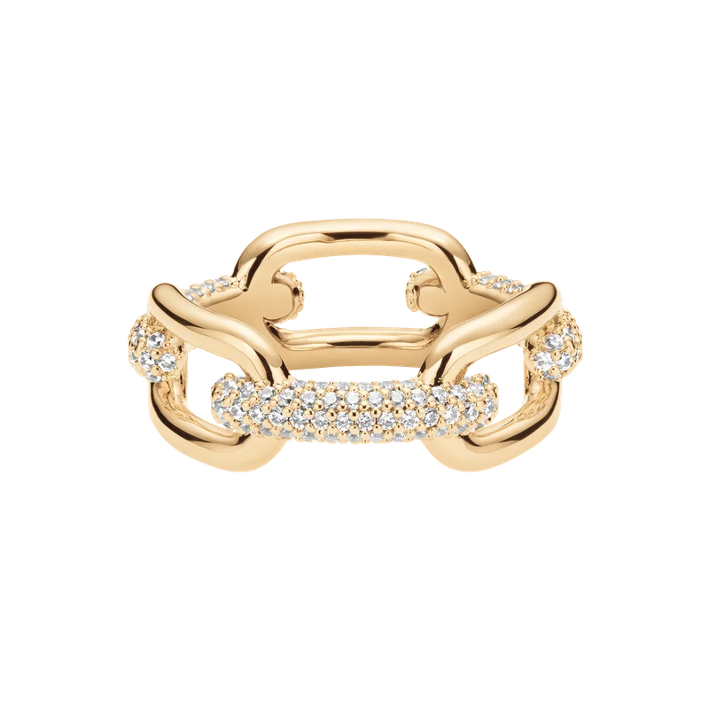 Image of Crystal Link Ring Gold