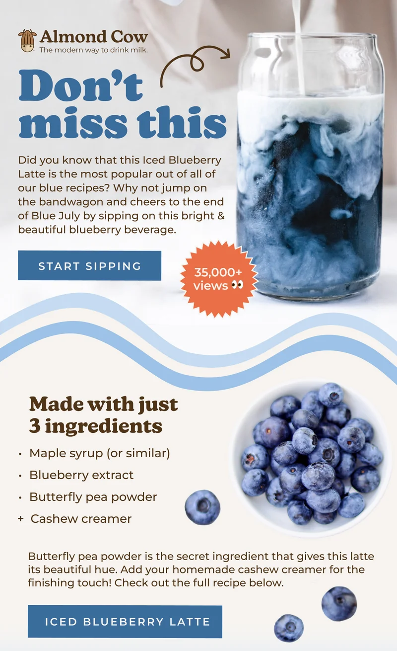 Almond Cow Iced Blueberry Latte recipe