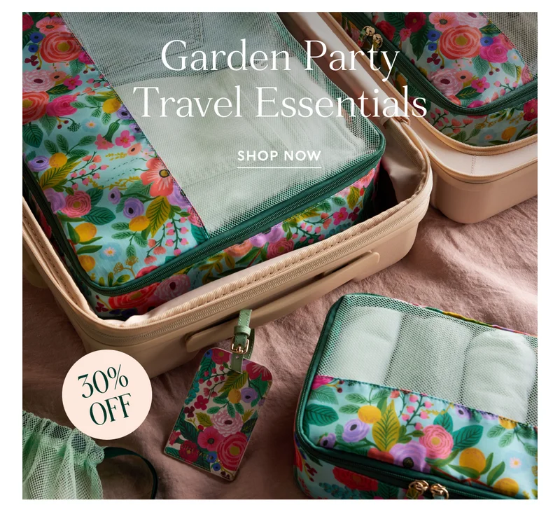 30% Off Garden Party Travel Essentials