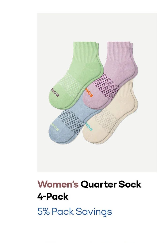 Women's Quarter Sock 4-Pack | 5% Pack Savings